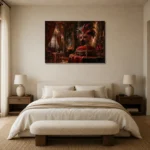 Premium Wall Art Yatay Html Edition – NM3-RED-SM-H-001 showcased in an elegant minimalist interior