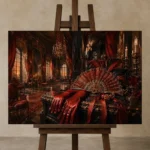 Premium Wall Art Yatay Html Edition – NM3-RED-SM-H-002 displayed on a studio easel