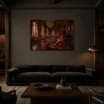 Premium Wall Art Yatay Html Edition – NM3-RED-SM-H-003 shown in a warm modern interior