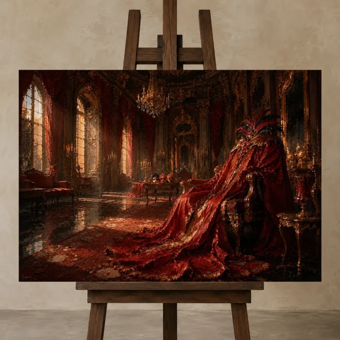 Premium Wall Art Yatay Html Edition – NM3-RED-SM-H-004 displayed on a studio easel