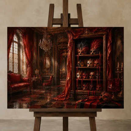 Premium Wall Art Yatay Html Edition – NM3-RED-SM-H-005 displayed on a studio easel