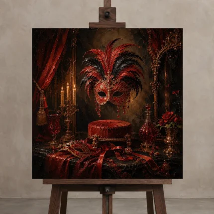 Premium Wall Art Kare Html Edition – NM3-RED-SM-S-001 displayed on a studio easel