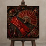 Premium Wall Art Kare Html Edition – NM3-RED-SM-S-002 displayed on a studio easel