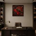 Premium Wall Art Kare Html Edition – NM3-RED-SM-S-002 displayed in a contemporary gallery-inspired room