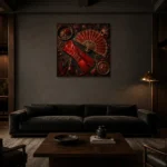 Premium Wall Art Kare Html Edition – NM3-RED-SM-S-002 shown in a warm modern interior