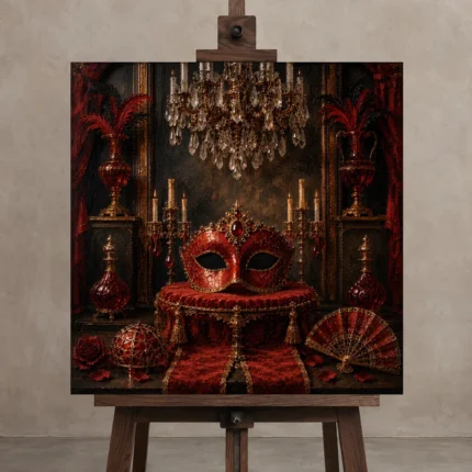 Premium Wall Art Kare Html Edition – NM3-RED-SM-S-003 displayed on a studio easel