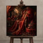 Premium Wall Art Kare Html Edition – NM3-RED-SM-S-004 displayed on a studio easel