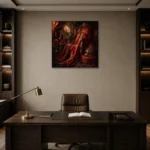 Premium Wall Art Kare Html Edition – NM3-RED-SM-S-004 displayed in a contemporary gallery-inspired room