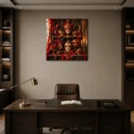 Premium Wall Art Kare Html Edition – NM3-RED-SM-S-005 displayed in a contemporary gallery-inspired room