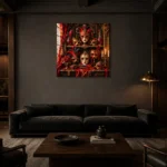 Premium Wall Art Kare Html Edition – NM3-RED-SM-S-005 shown in a warm modern interior