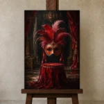 Premium Wall Art Dikey Html Edition – NM3-RED-SM-V-001 displayed on a studio easel