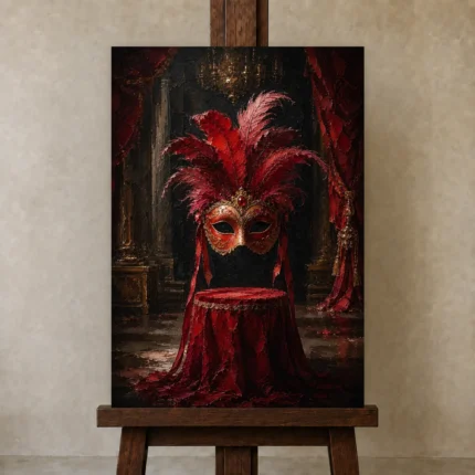 Premium Wall Art Dikey Html Edition – NM3-RED-SM-V-001 displayed on a studio easel