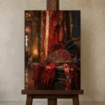 Premium Wall Art Dikey Html Edition – NM3-RED-SM-V-002 displayed on a studio easel