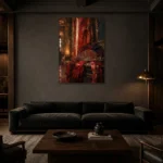 Premium Wall Art Dikey Html Edition – NM3-RED-SM-V-002 shown in a warm modern interior