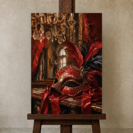 Premium Wall Art Dikey Html Edition – NM3-RED-SM-V-003 displayed on a studio easel