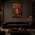 Premium Wall Art Dikey Html Edition – NM3-RED-SM-V-003 shown in a warm modern interior
