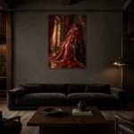 Premium Wall Art Dikey Html Edition – NM3-RED-SM-V-004 shown in a warm modern interior