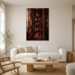 Premium Wall Art Dikey Html Edition – NM3-RED-SM-V-005 styled in a refined neutral interior