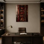 Premium Wall Art Dikey Html Edition – NM3-RED-SM-V-005 displayed in a contemporary gallery-inspired room