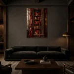 Premium Wall Art Dikey Html Edition – NM3-RED-SM-V-005 shown in a warm modern interior