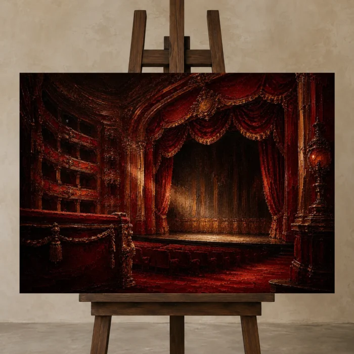 Premium Wall Art Yatay Html Edition – NM3-RED-VT-H-001 displayed on a studio easel