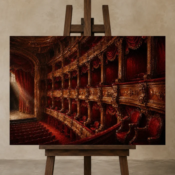 Premium Wall Art Yatay Html Edition – NM3-RED-VT-H-002 displayed on a studio easel