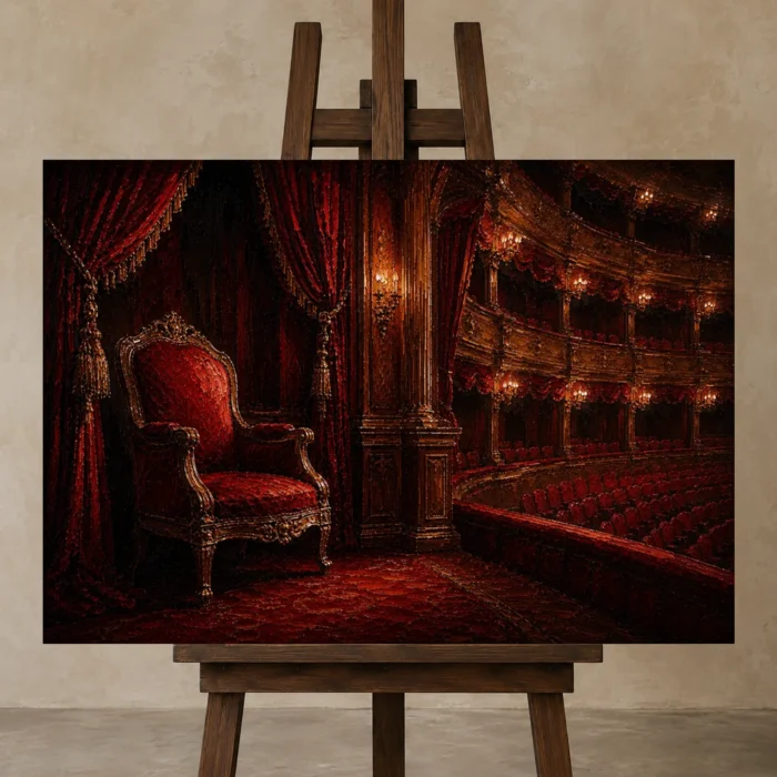 Premium Wall Art Yatay Html Edition – NM3-RED-VT-H-004 displayed on a studio easel