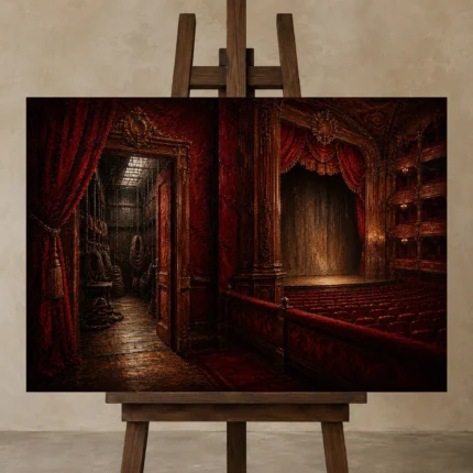 Premium Wall Art Yatay Html Edition – NM3-RED-VT-H-005 displayed on a studio easel