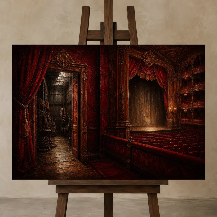 Premium Wall Art Yatay Html Edition – NM3-RED-VT-H-005 displayed on a studio easel