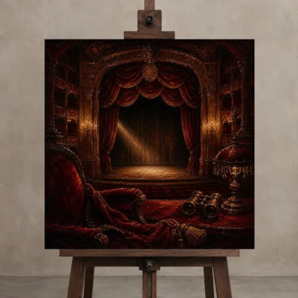 Premium Wall Art Kare Html Edition – NM3-RED-VT-S-001 displayed on a studio easel
