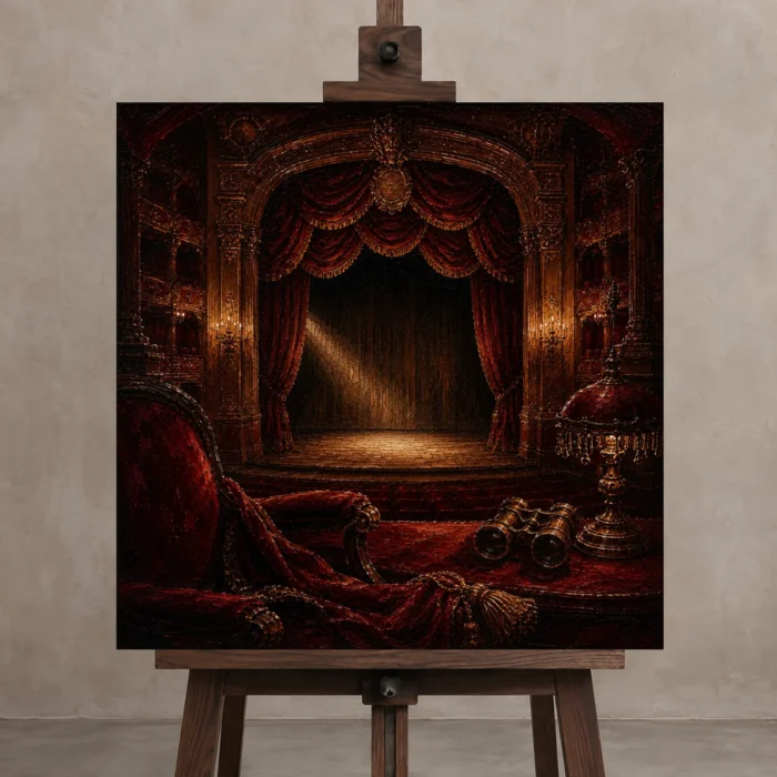 Premium Wall Art Kare Html Edition – NM3-RED-VT-S-001 displayed on a studio easel