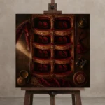Premium Wall Art Kare Html Edition – NM3-RED-VT-S-002 displayed on a studio easel
