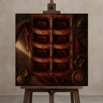 Premium Wall Art Kare Html Edition – NM3-RED-VT-S-002 displayed on a studio easel
