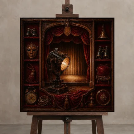 Premium Wall Art Kare Html Edition – NM3-RED-VT-S-003 displayed on a studio easel
