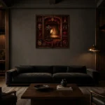 Premium Wall Art Kare Html Edition – NM3-RED-VT-S-003 shown in a warm modern interior