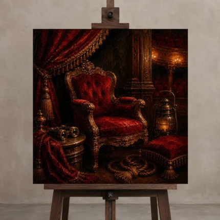 Premium Wall Art Kare Html Edition – NM3-RED-VT-S-004 displayed on a studio easel