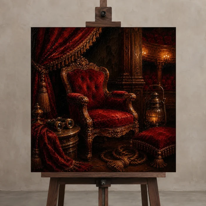 Premium Wall Art Kare Html Edition – NM3-RED-VT-S-004 displayed on a studio easel