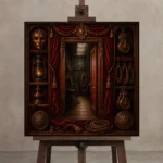 Premium Wall Art Kare Html Edition – NM3-RED-VT-S-005 displayed on a studio easel