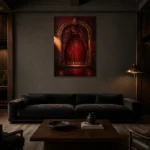 Premium Wall Art Dikey Html Edition – NM3-RED-VT-V-001 shown in a warm modern interior