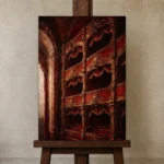 Premium Wall Art Dikey Html Edition – NM3-RED-VT-V-002 displayed on a studio easel