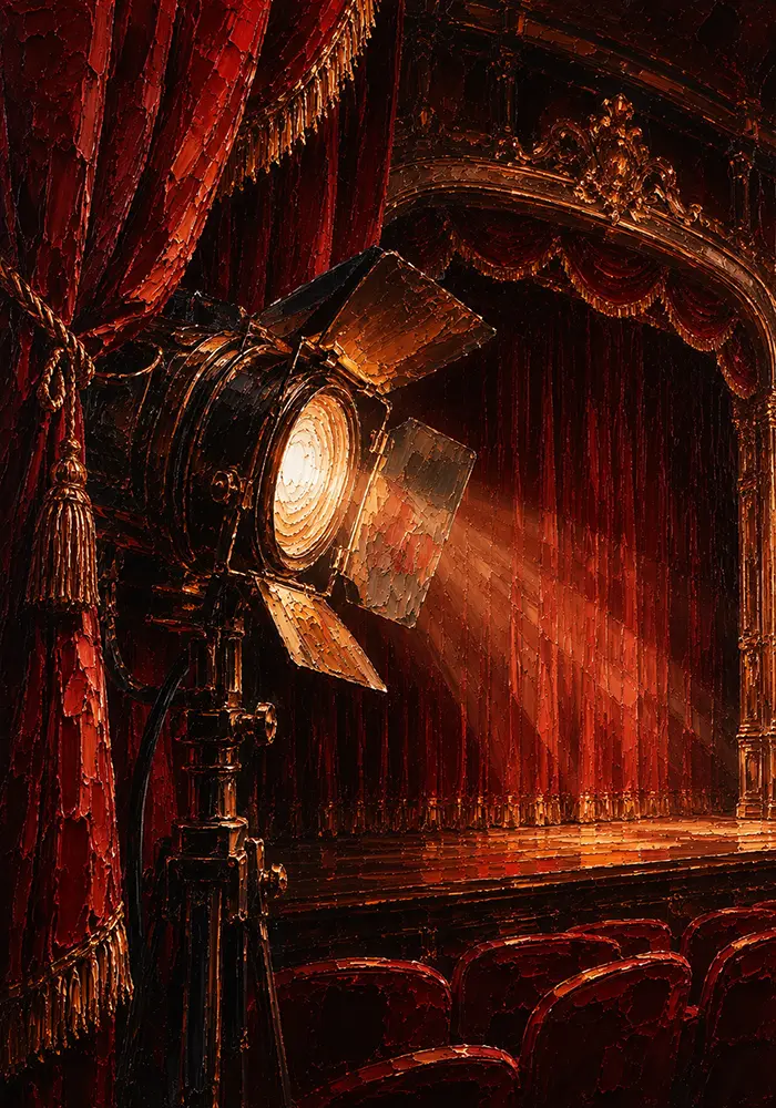Velvet Reliquary Antique Spotlight Red Home Theater Wall Art
