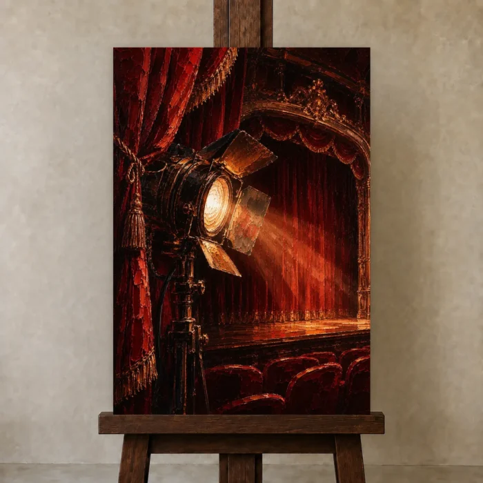 Premium Wall Art Dikey Html Edition – NM3-RED-VT-V-003 displayed on a studio easel