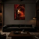 Premium Wall Art Dikey Html Edition – NM3-RED-VT-V-003 shown in a warm modern interior