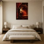 Premium Wall Art Dikey Html Edition – NM3-RED-VT-V-003 showcased in an elegant minimalist interior