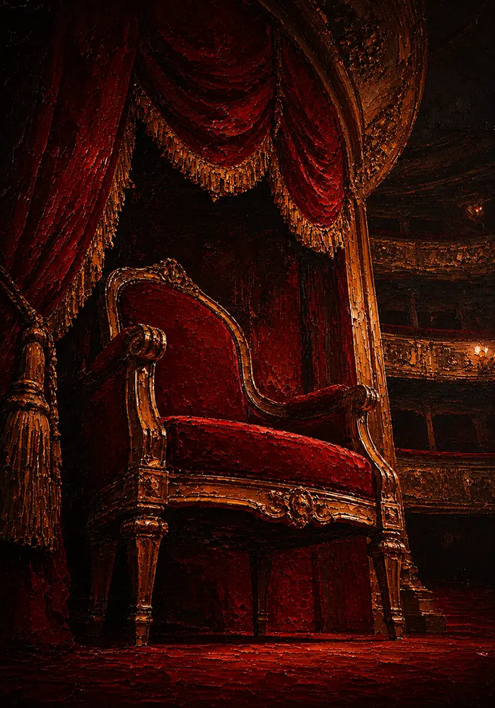 Velvet Portrait Velvet Opera Chair Red Living Room Wall Art