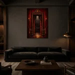 Premium Wall Art Dikey Html Edition – NM3-RED-VT-V-005 shown in a warm modern interior
