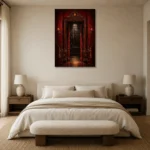 Premium Wall Art Dikey Html Edition – NM3-RED-VT-V-005 showcased in an elegant minimalist interior