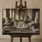 Premium Wall Art Yatay Html Edition – NM3-WHT-AW-H-002 displayed on a studio easel