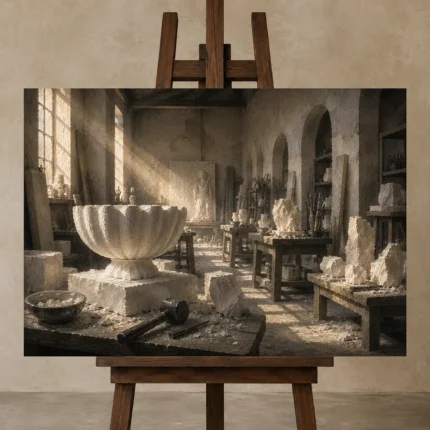Premium Wall Art Yatay Html Edition – NM3-WHT-AW-H-004 displayed on a studio easel