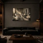 Premium Wall Art Yatay Html Edition – NM3-WHT-AW-H-004 shown in a warm modern interior